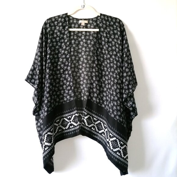 Ann Taylor LOFT Womens Black Shawl Wrap Coverup Bohemian Chic One Size - Picture 1 of 5